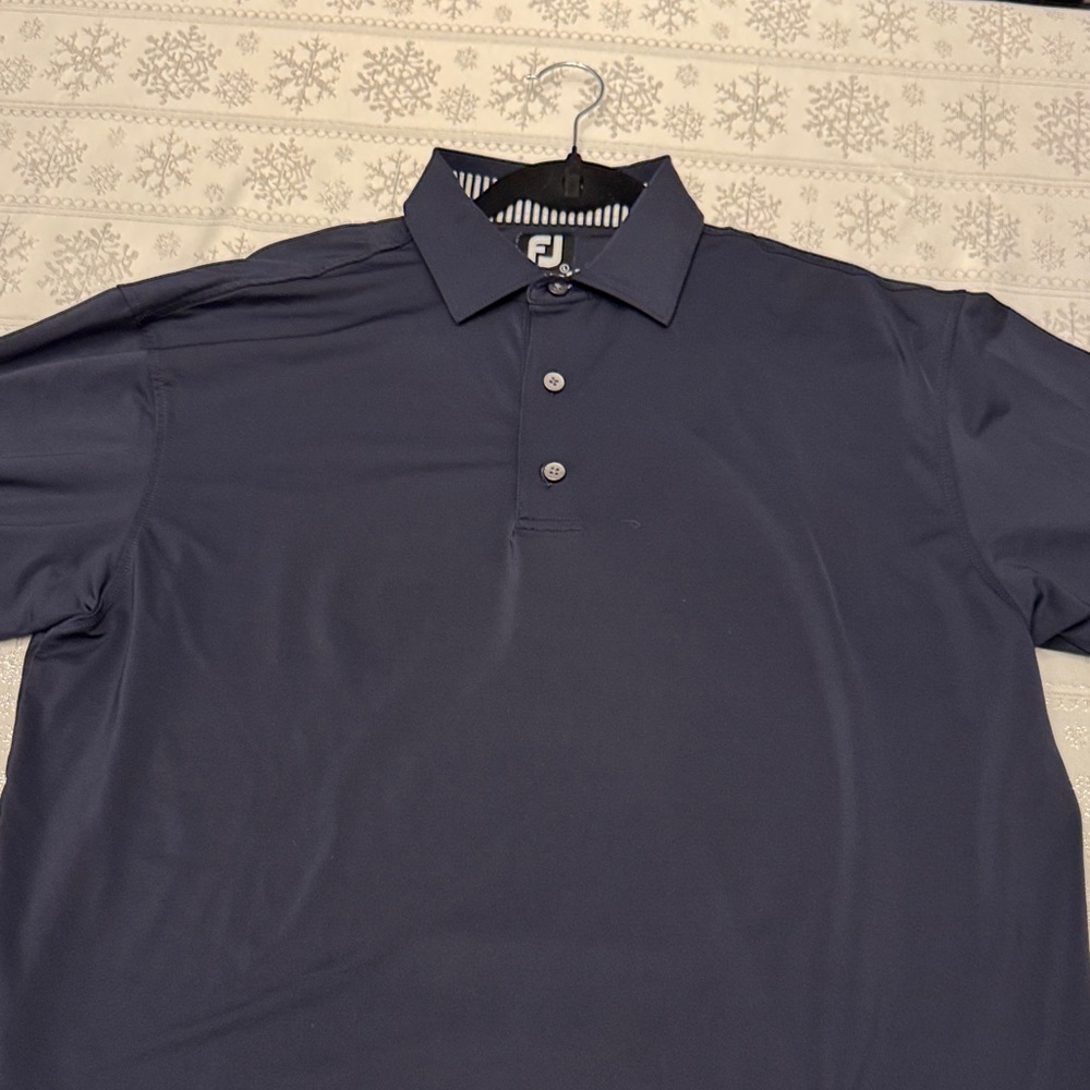 FootJoy Dark Blue Golf Polo with Striped Collar